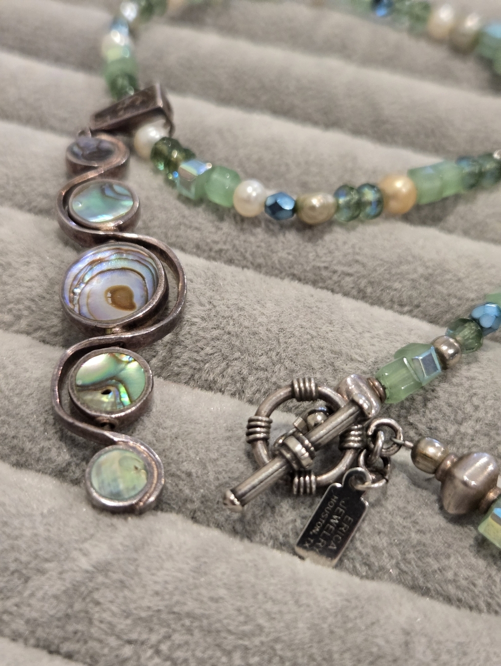 Artisan Boutique Erica DelGardo Signed Beaded Sterling Silver Pearl Necklace - Picture 7 of 7